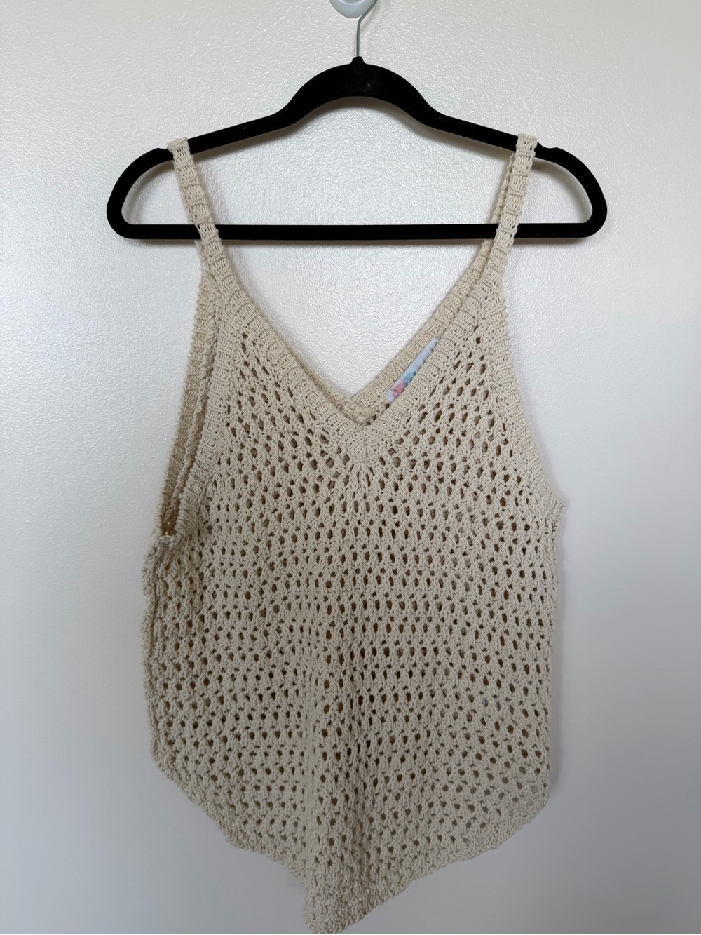 FP BEACH Crochet Tank Top in Tan Cream